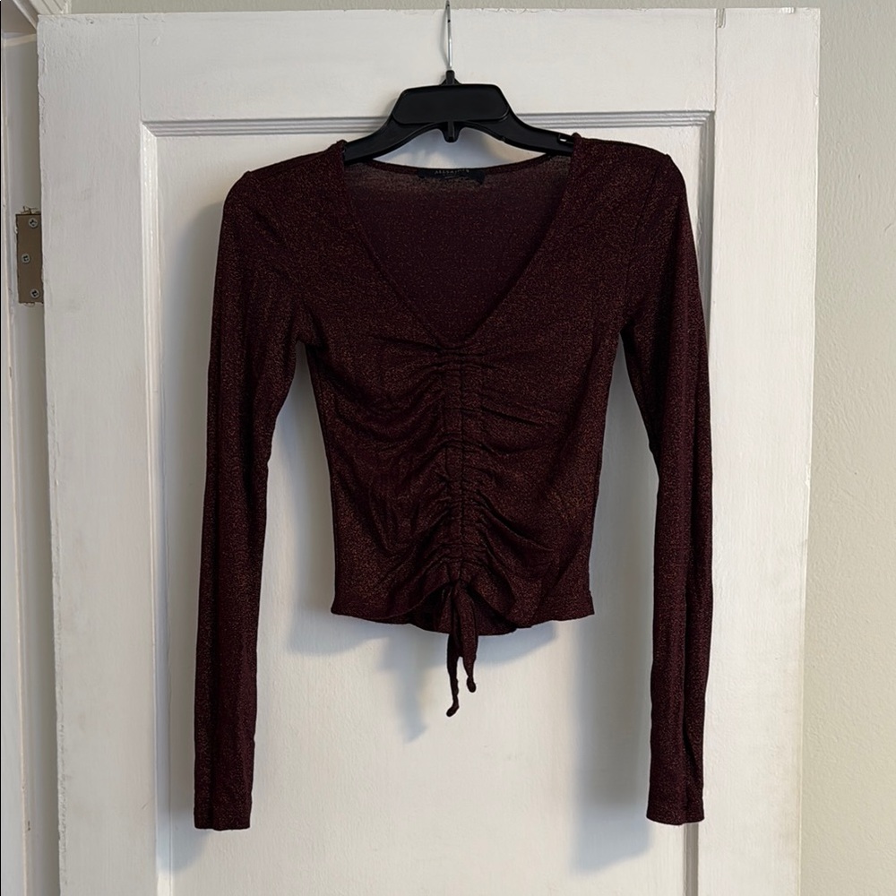 Rina Glitz Ruched Drawstring Top